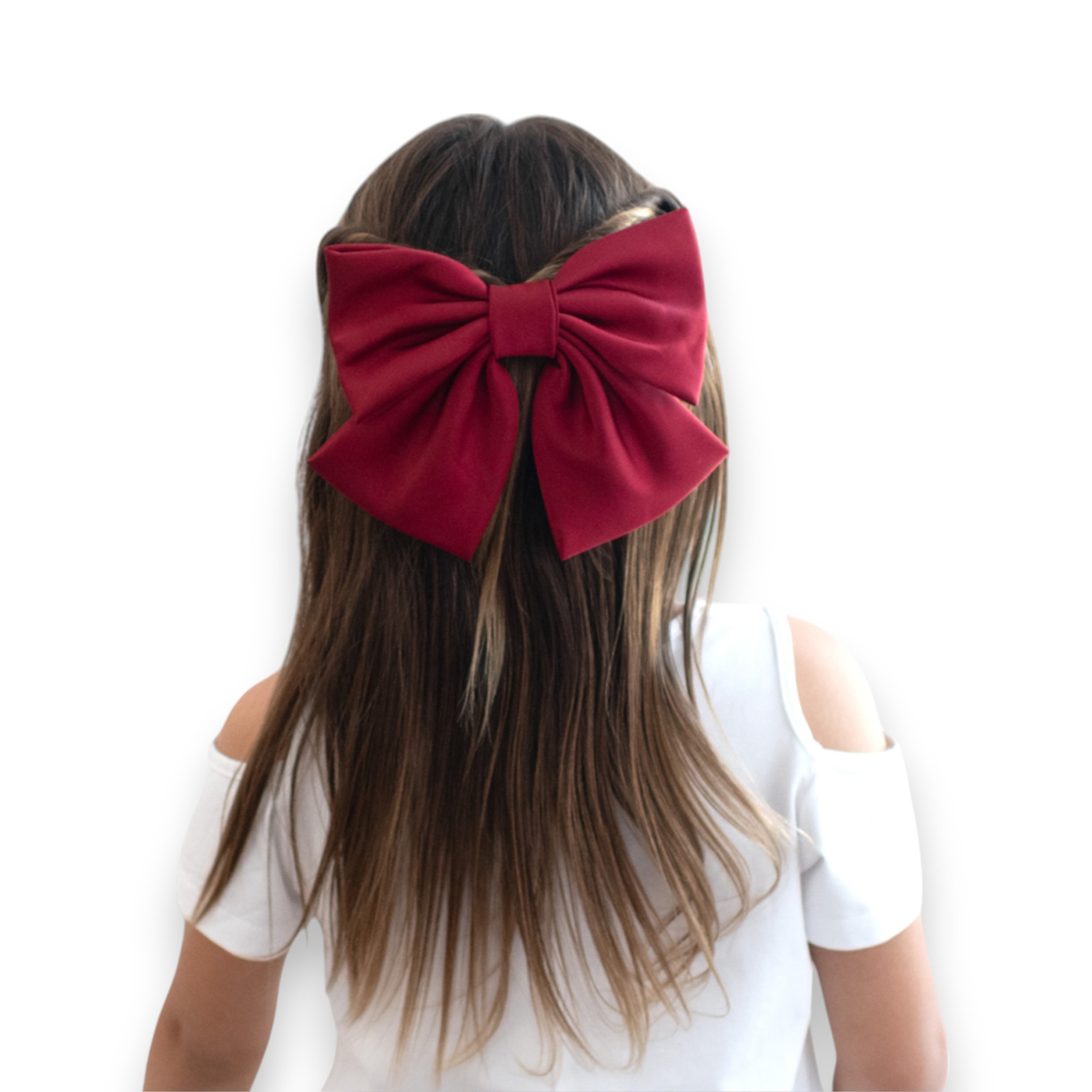 Summer Crystal - Elegant Oversized Satin Bow Barrette Hair Clip for Girls & Women - 1 Pack