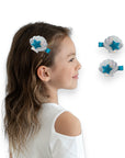 Summer Crystal - Seashell Hair Clips with Embedded Pearl - 1 Pair