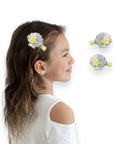 Summer Crystal - Seashell Hair Clips with Embedded Pearl - 1 Pair