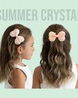 Summer Crystal - Peachy Orange Sequin Stuffed Bow Hair Clip - 1 Pack