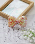 Summer Crystal - Peachy Orange Sequin Stuffed Bow Hair Clip - 1 Pack