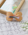 Summer Crystal - Peachy Orange Sequin Stuffed Bow Hair Clip - 1 Pack