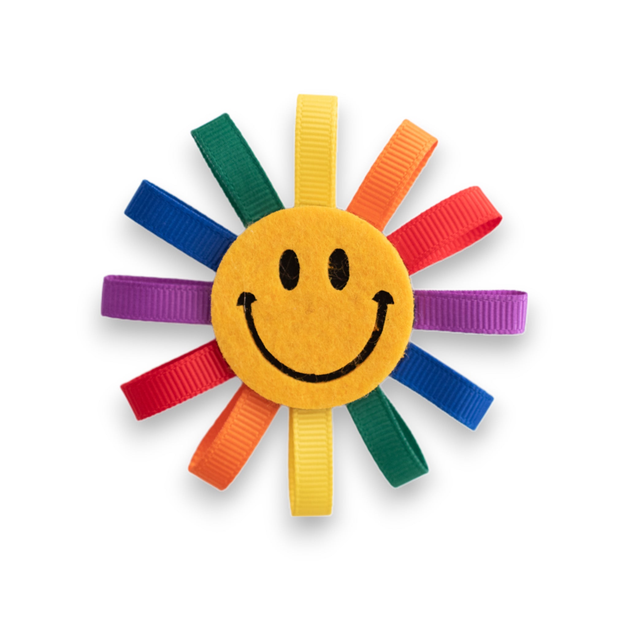 Summer Crystal - Rainbow Ribbon Smiley Face Hair Clip - 1 Pack