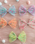 Summer Crystal - Starry Tulle Bow Hair Clip - 1 Pack