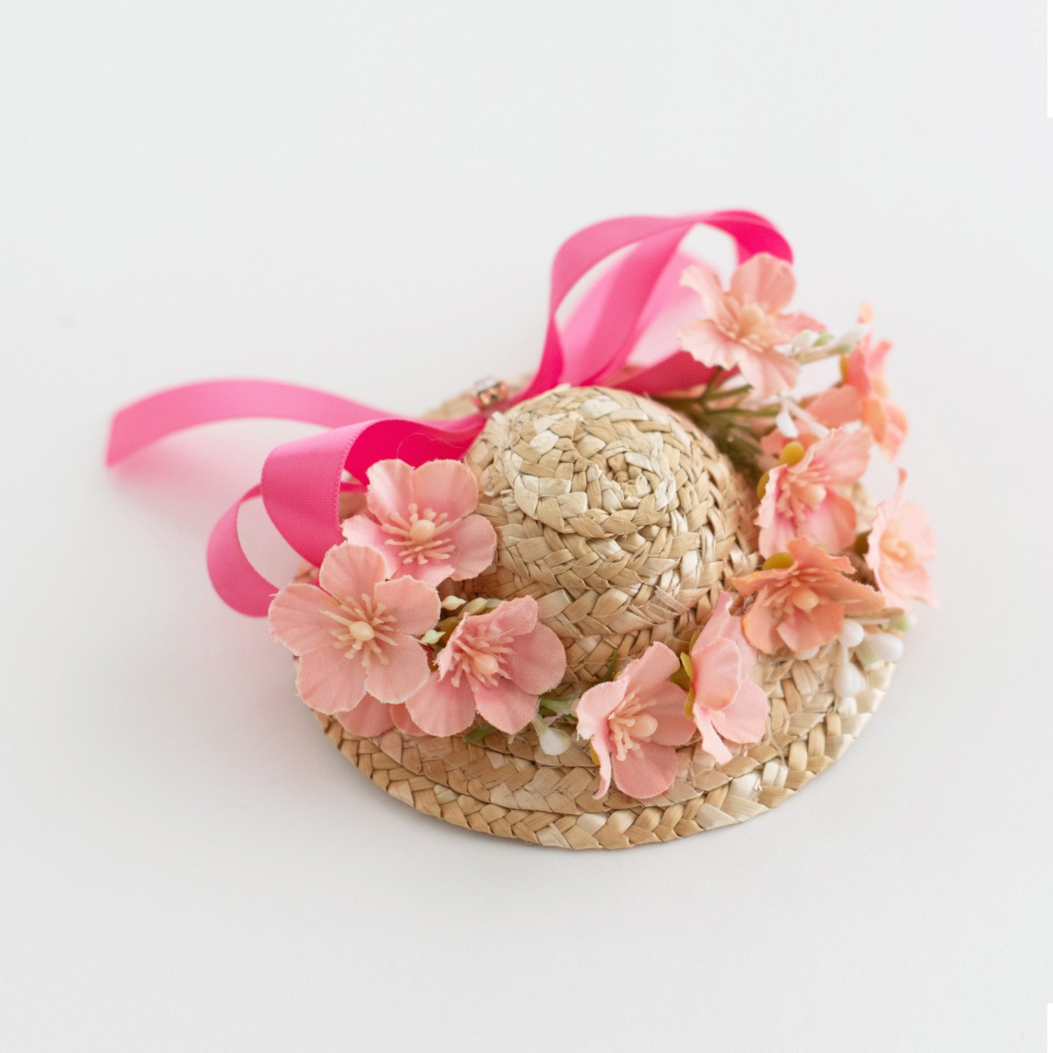 Summer Crystal - Handmade Straw Hat Hair Clip - 1 Pack