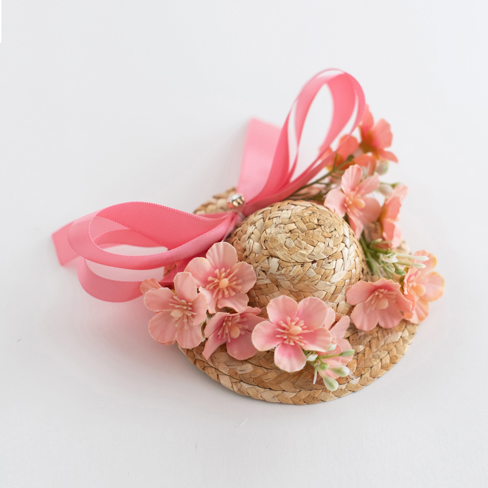 Summer Crystal - Handmade Straw Hat Hair Clip - 1 Pack