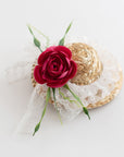Summer Crystal - Handmade Straw Hat Hair Clip - 1 Pack