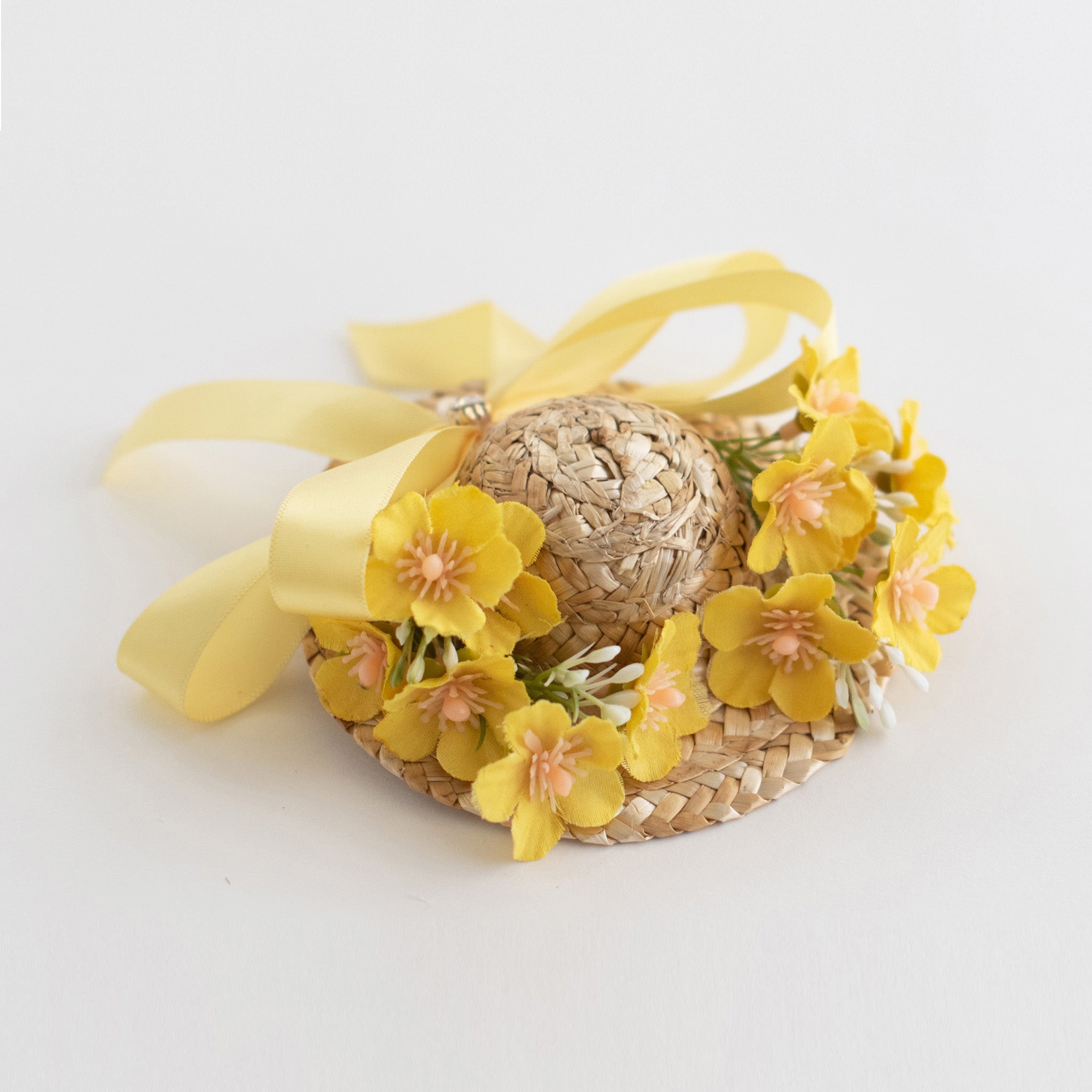 Summer Crystal - Handmade Straw Hat Hair Clip - 1 Pack
