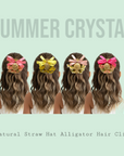 Summer Crystal - Handmade Straw Hat Hair Clip - 1 Pack