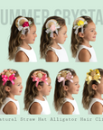 Summer Crystal - Handmade Straw Hat Hair Clip - 1 Pack
