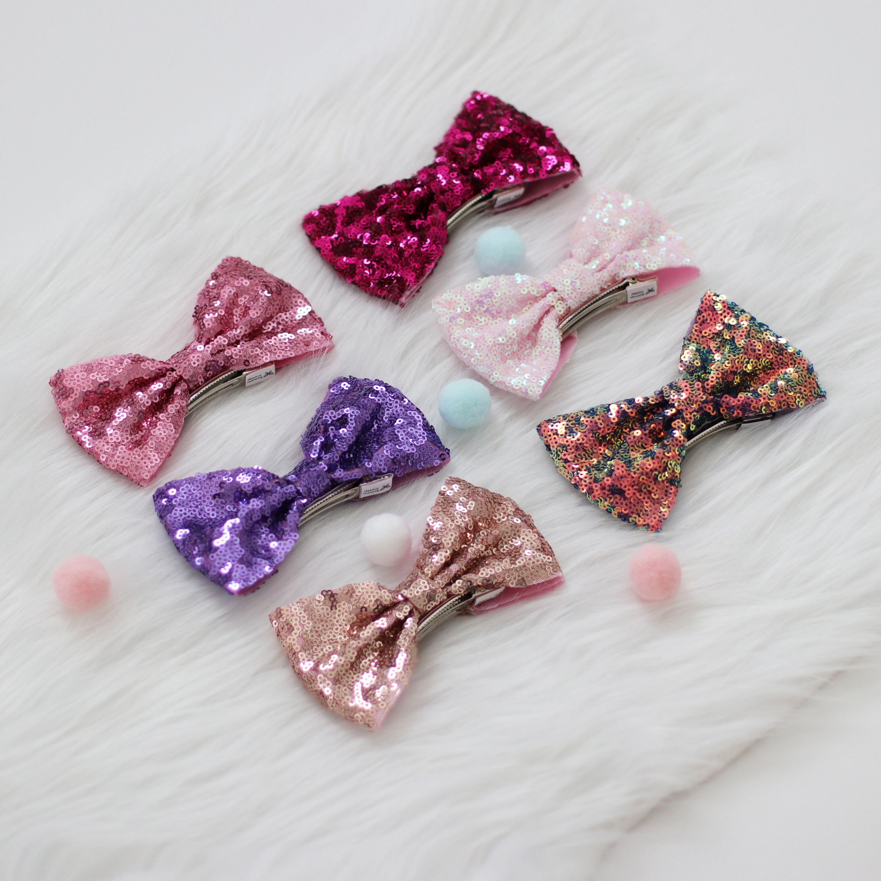 Summer Crystal - Small Sequin Bow Hair Clip For Top Styling - 1 Pack