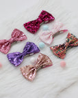 Summer Crystal - Small Sequin Bow Hair Clip For Top Styling - 1 Pack