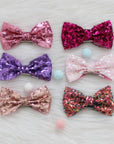 Summer Crystal - Small Sequin Bow Hair Clip For Top Styling - 1 Pack