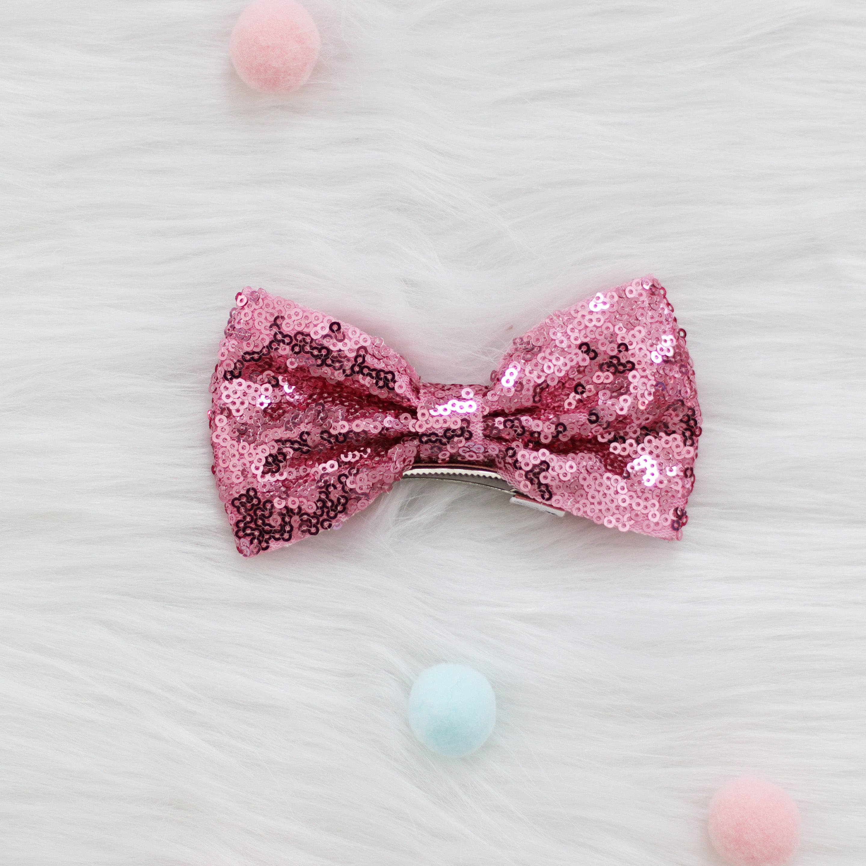 Summer Crystal - Small Sequin Bow Hair Clip For Top Styling - 1 Pack
