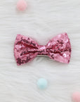 Summer Crystal - Small Sequin Bow Hair Clip For Top Styling - 1 Pack