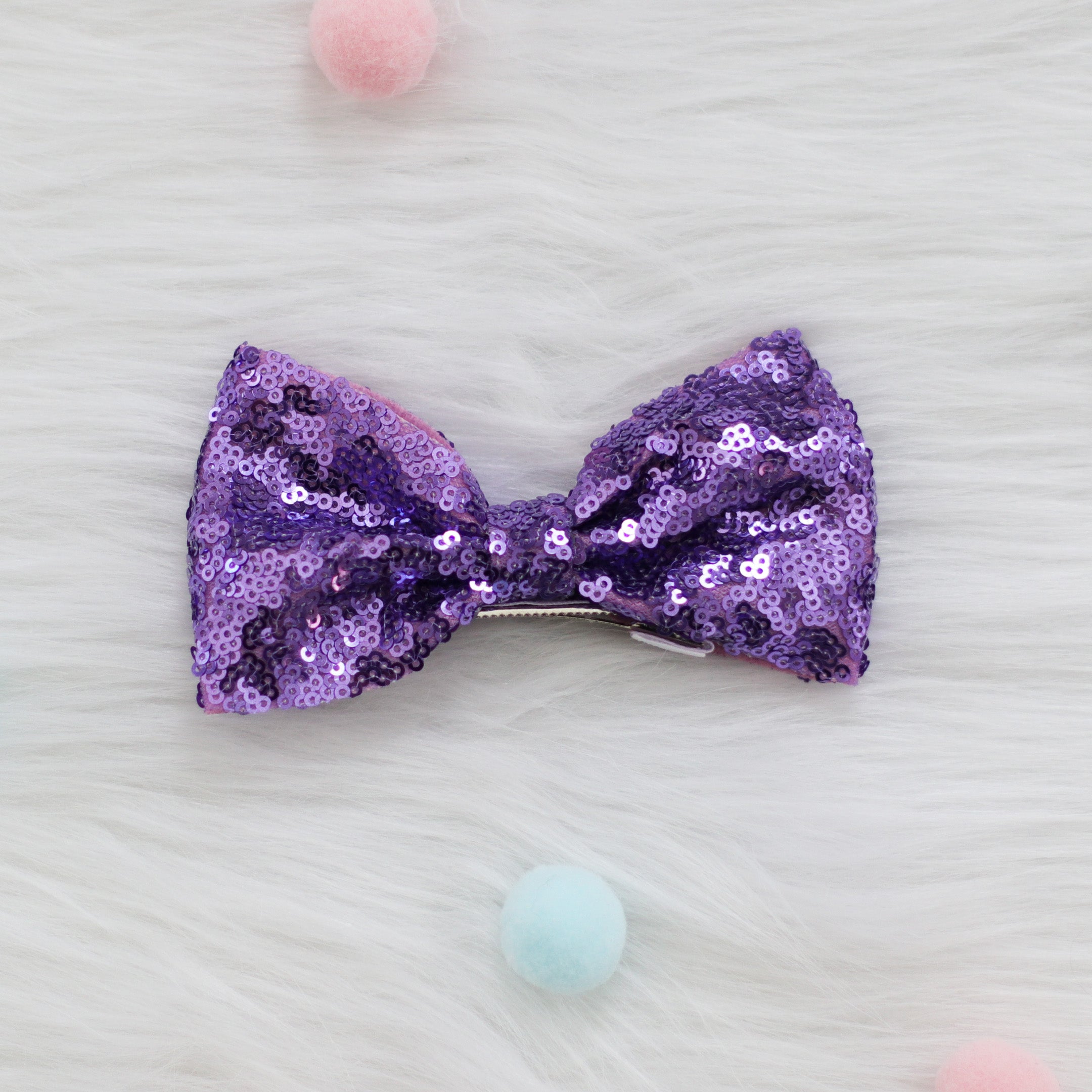 Summer Crystal - Small Sequin Bow Hair Clip For Top Styling - 1 Pack