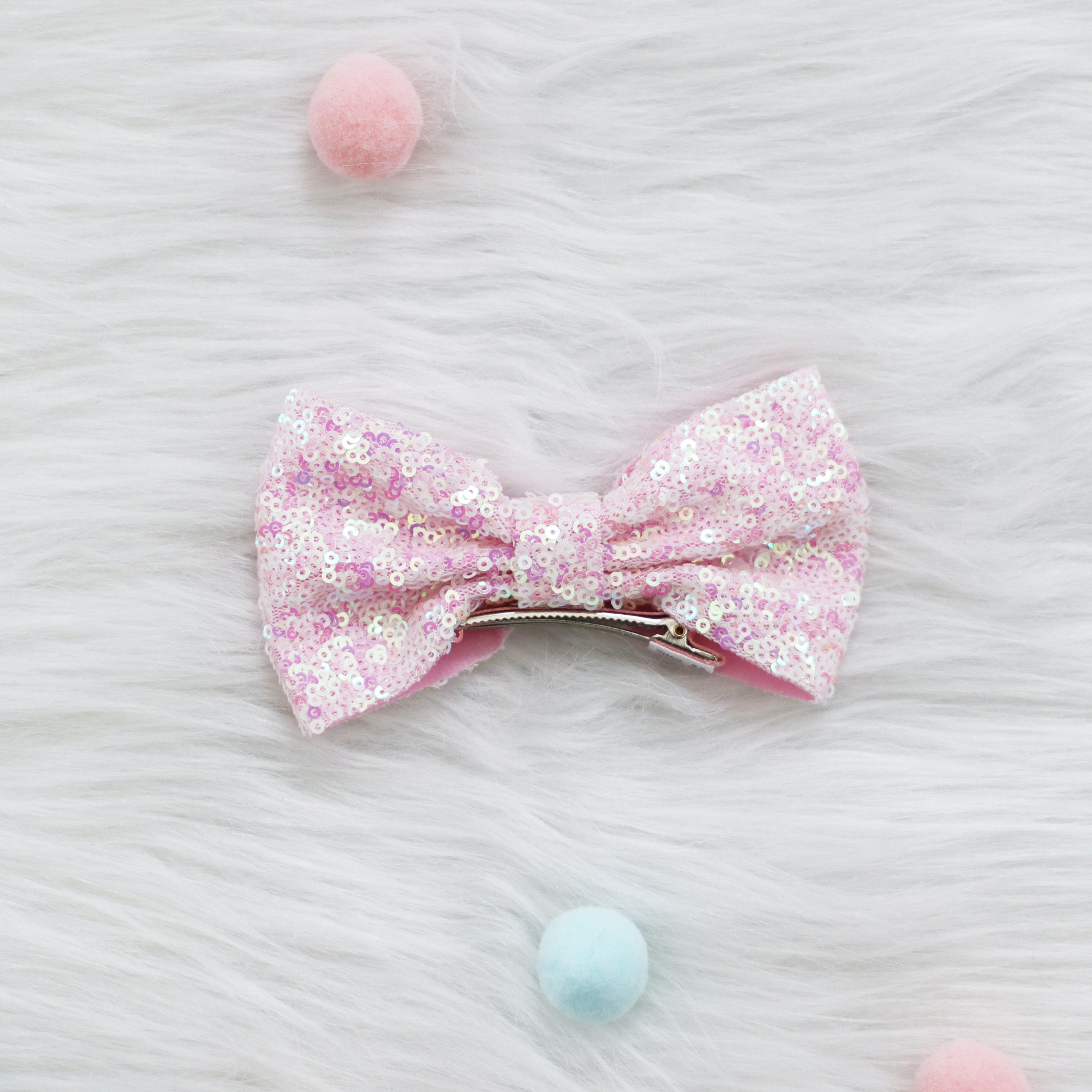 Summer Crystal - Small Sequin Bow Hair Clip For Top Styling - 1 Pack