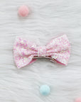 Summer Crystal - Small Sequin Bow Hair Clip For Top Styling - 1 Pack
