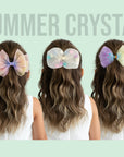Summer Crystal - Tulle Bow Hair Clips - 2PK