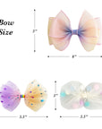 Summer Crystal - Tulle Bow Hair Clips - 2PK