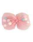 Girls' Tulle Bow with Pompoms Hair Clip