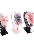 Summer Crystal - Tulle Bow Headband with Pompons - 1 Pack