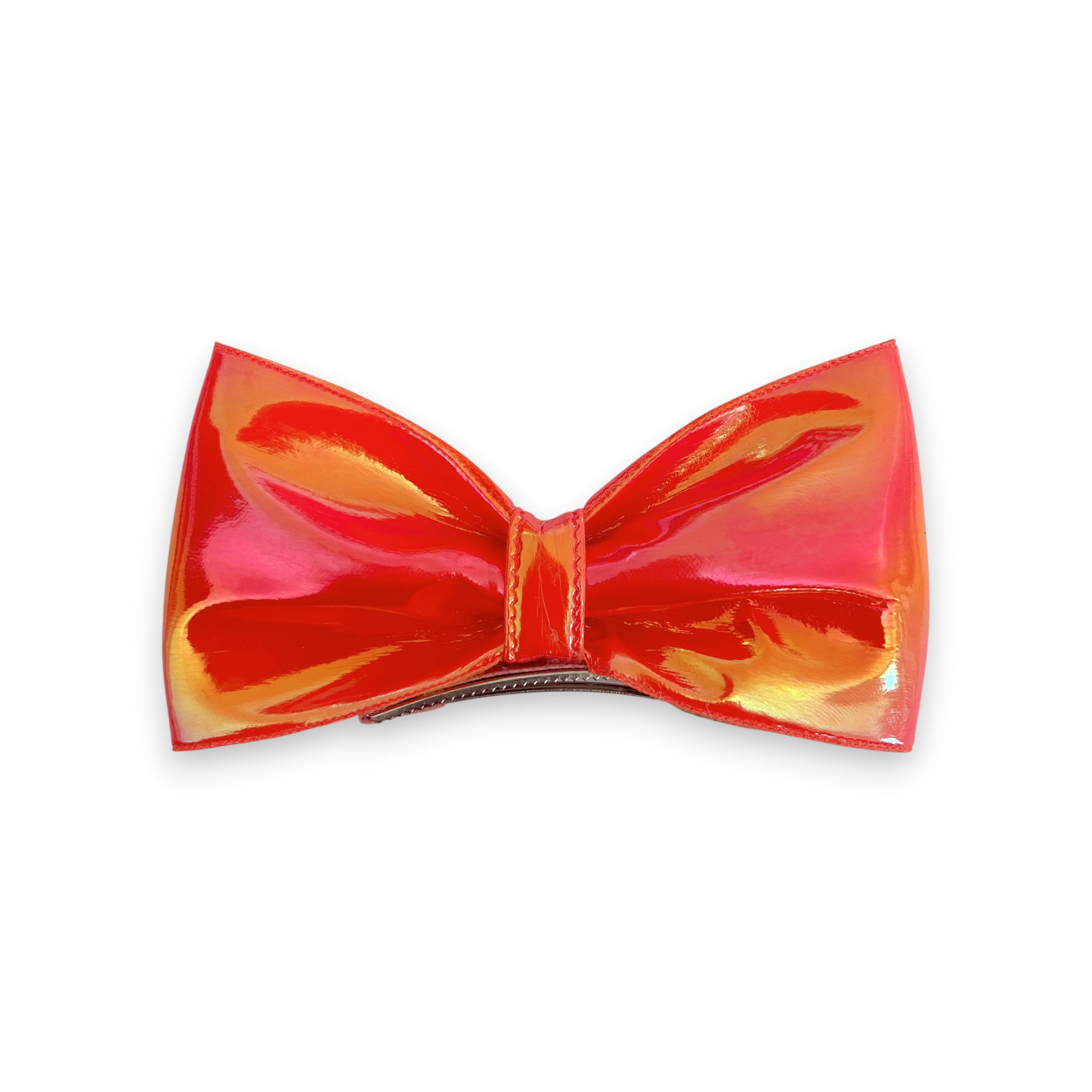 Summer Crystal - Vegan Leather Top Bow Hair Clip - 1 Pack