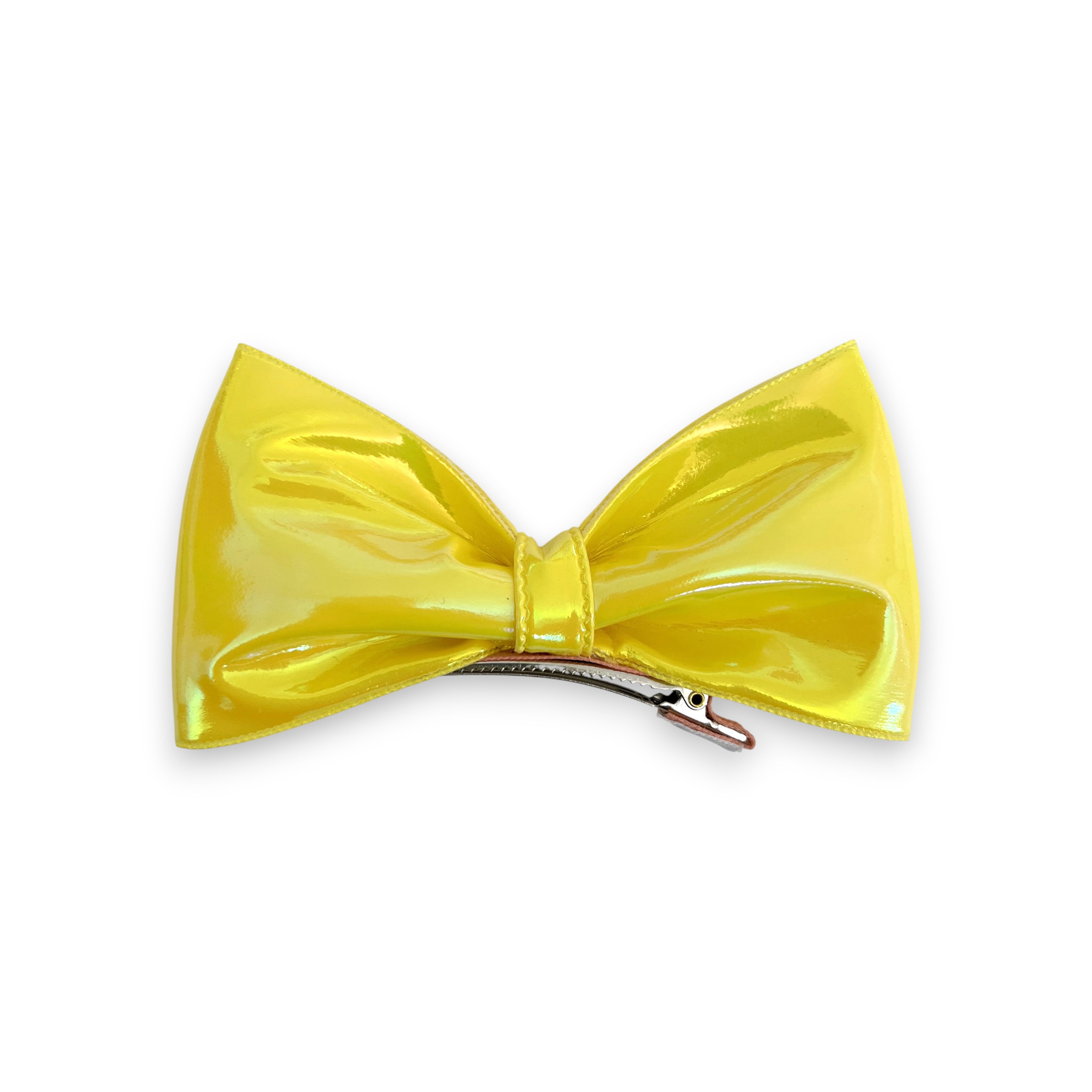 Summer Crystal - Vegan Leather Top Bow Hair Clip - 1 Pack