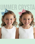 Summer Crystal - Vegan Leather Top Bow Hair Clip - 1 Pack