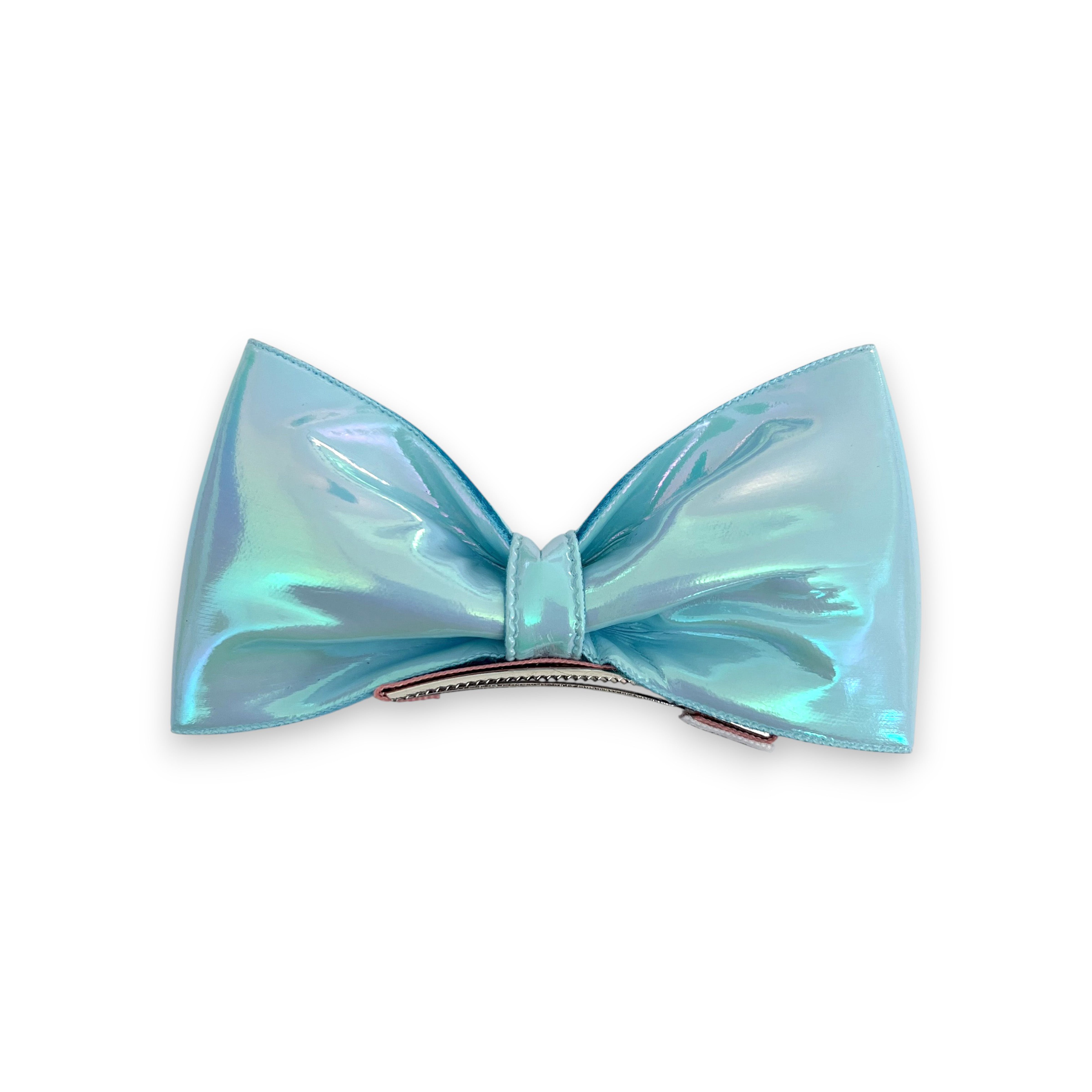 Summer Crystal - Vegan Leather Top Bow Hair Clip - 1 Pack