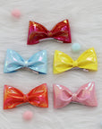 Summer Crystal - Vegan Leather Top Bow Hair Clip - 1 Pack