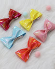 Summer Crystal - Vegan Leather Top Bow Hair Clip - 1 Pack