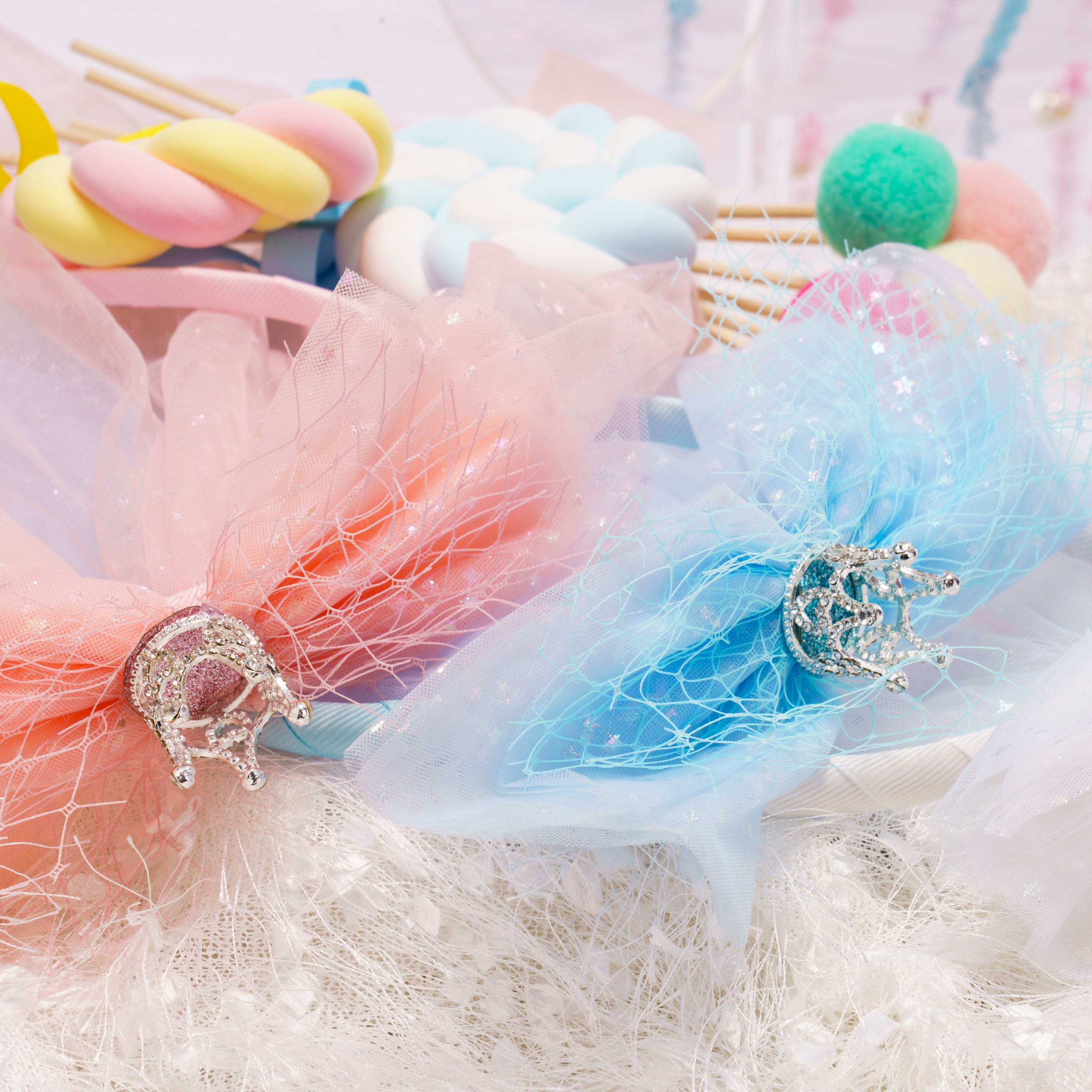 Summer Crystal - Fairy Starry Veil Crown Headband - 1 Pack