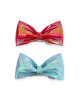 Girls' 2pk Vertical Bow Hair Clips – Premium Glitter & Faux Leather Accessory Set