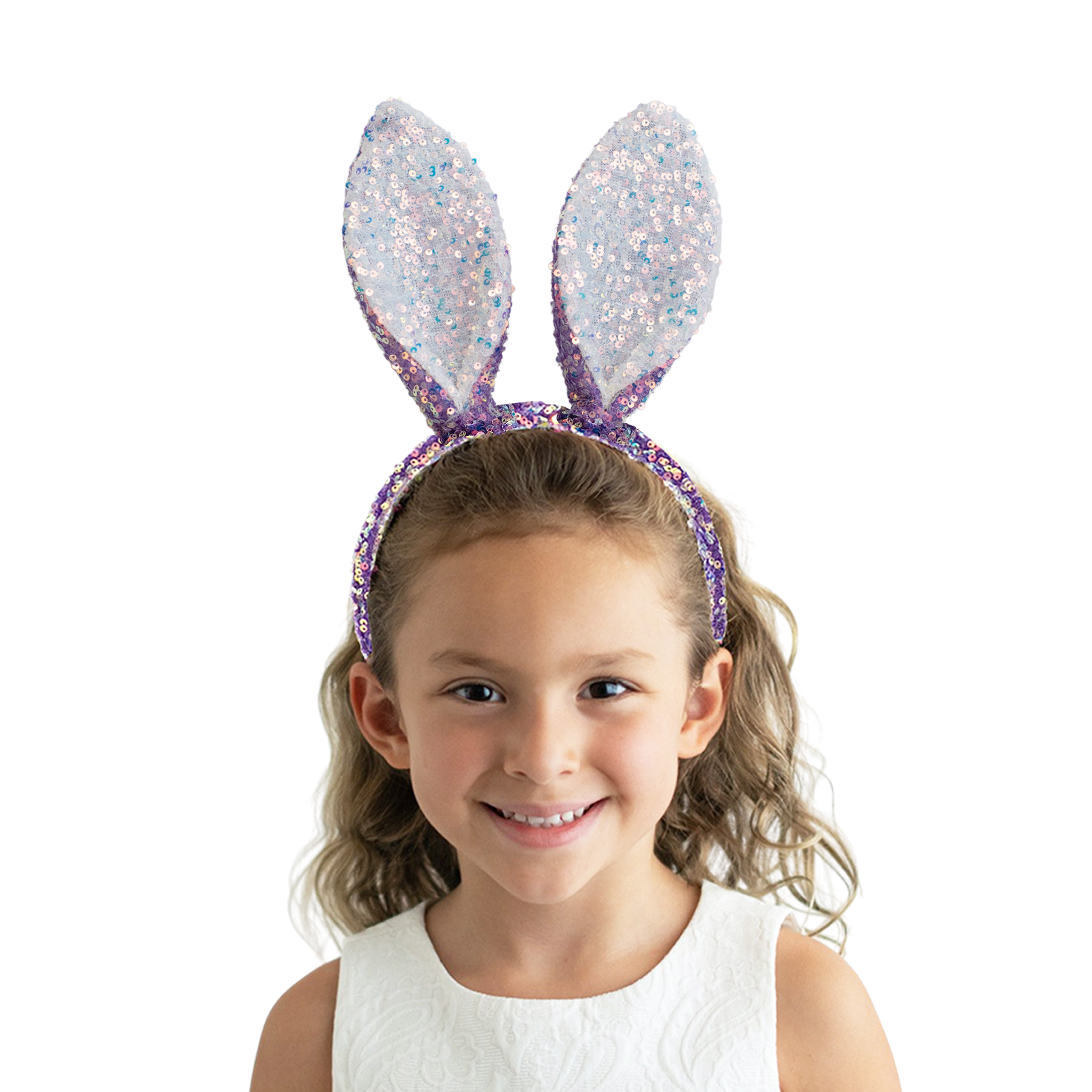 Embellished Beaded Rabbit Headband with Multicolor Gems Embellished Gingham Bunny Headband – Meri Meri main image 2