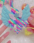 Summer Crystal - Big Winged Sequin Unicorn Hair Clip - 1 Pack