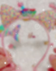 Summer Crystal -Sequin Cat Ears Headband with Pearl Earring Pendants - 1 Pack