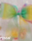 Summer Crystal - Organza Bow Hair Hair Clip with Long Flowing Ribbons - 1 Pack