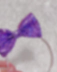 Summer Crystal - Sequin Bow Headband with Pearl Earring Pendants - 1 Pack