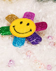 Summer Crystal - Rainbow Glitter Smiley Face Hair Clip - 1 Pack