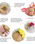Summer Crystal - Handmade Straw Hat Hair Clip - 1 Pack