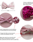 Summer Crystal - Small Sequin Bow Hair Clip For Top Styling - 1 Pack