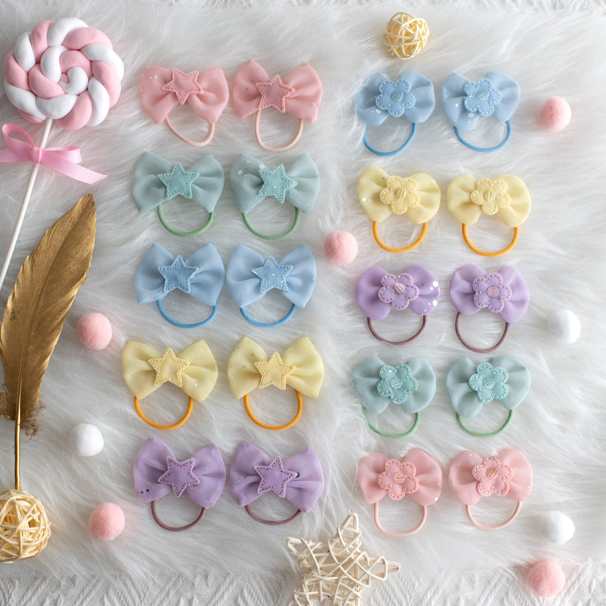 20pk Girls' 1.5 Inch Tulle Elastic Hair Ties - Ponytail Holders