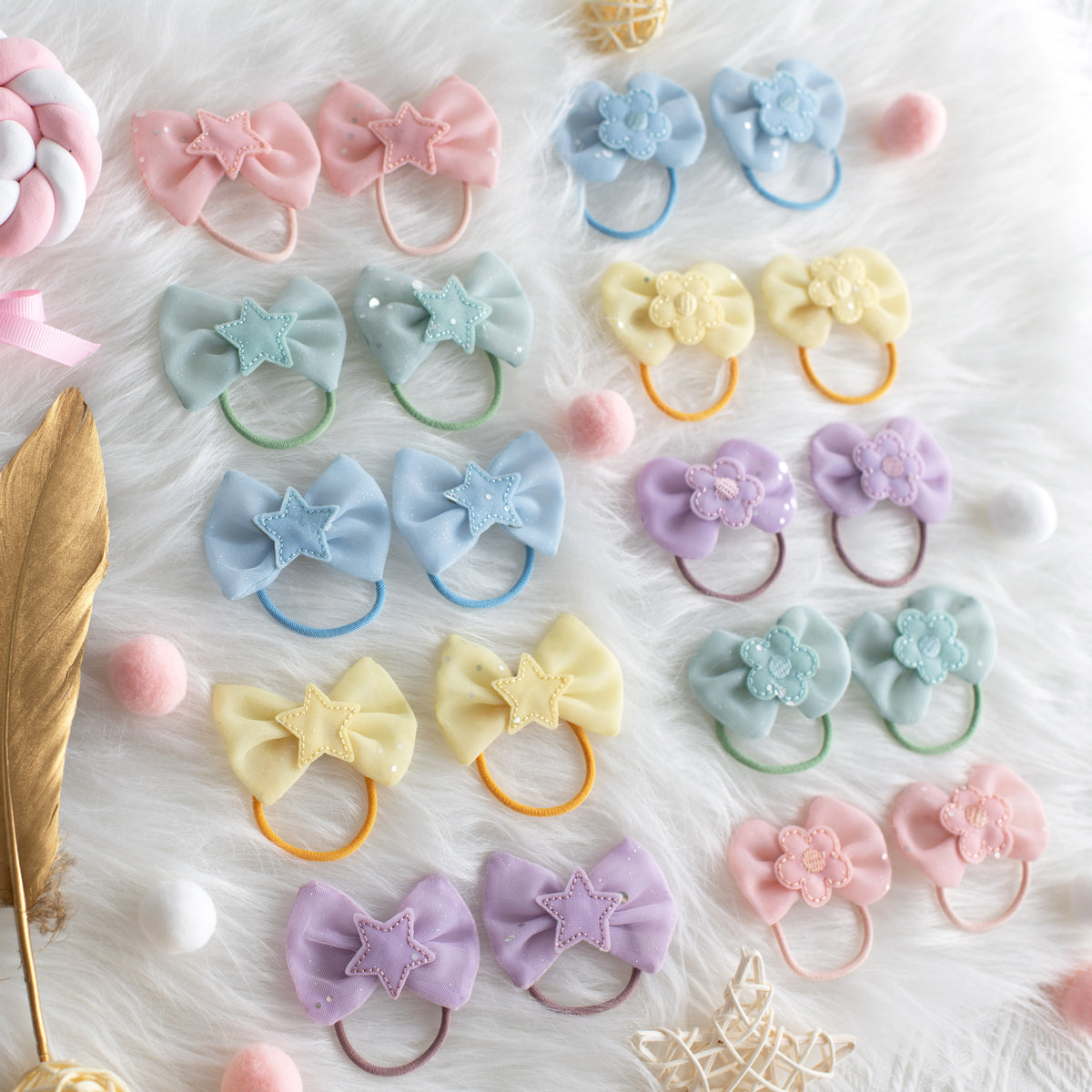 20pk Girls' 1.5 Inch Tulle Elastic Hair Ties - Ponytail Holders