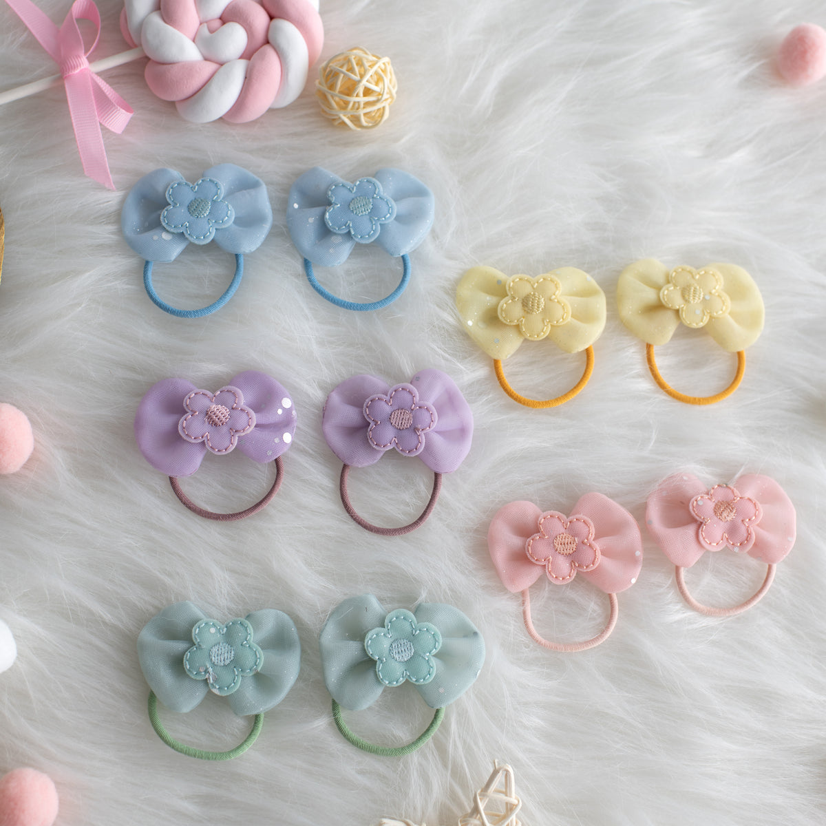 20pk Girls' 1.5 Inch Tulle Elastic Hair Ties - Ponytail Holders