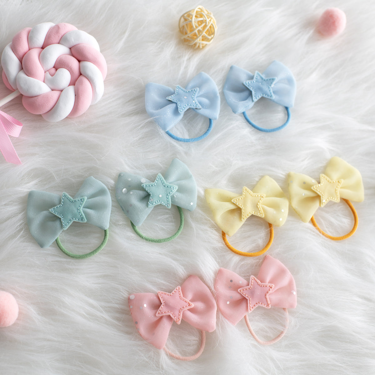 20pk Girls' 1.5 Inch Tulle Elastic Hair Ties - Ponytail Holders