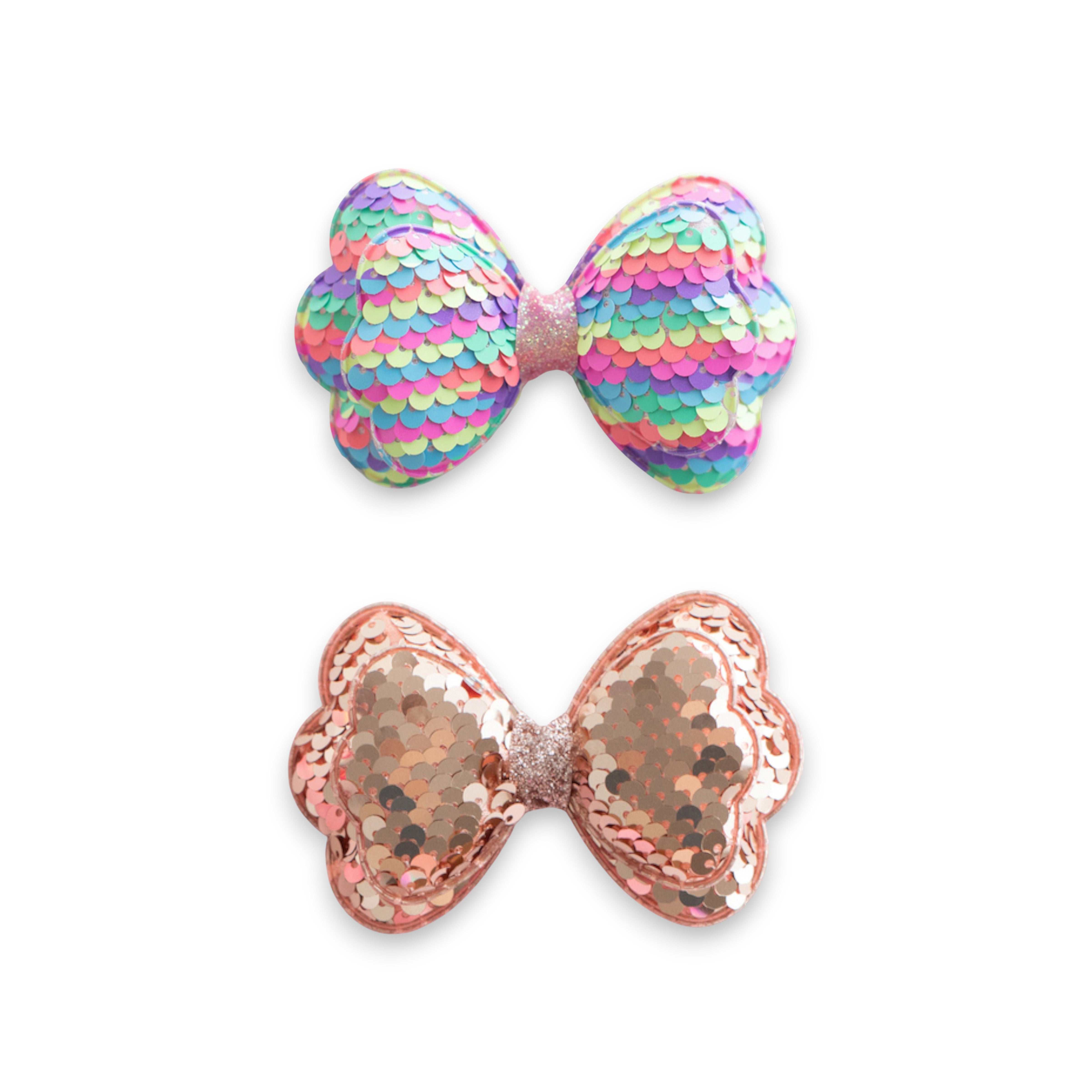 Girls' Sparkly Glitter Sequin Stuffed Bow Hair Clip