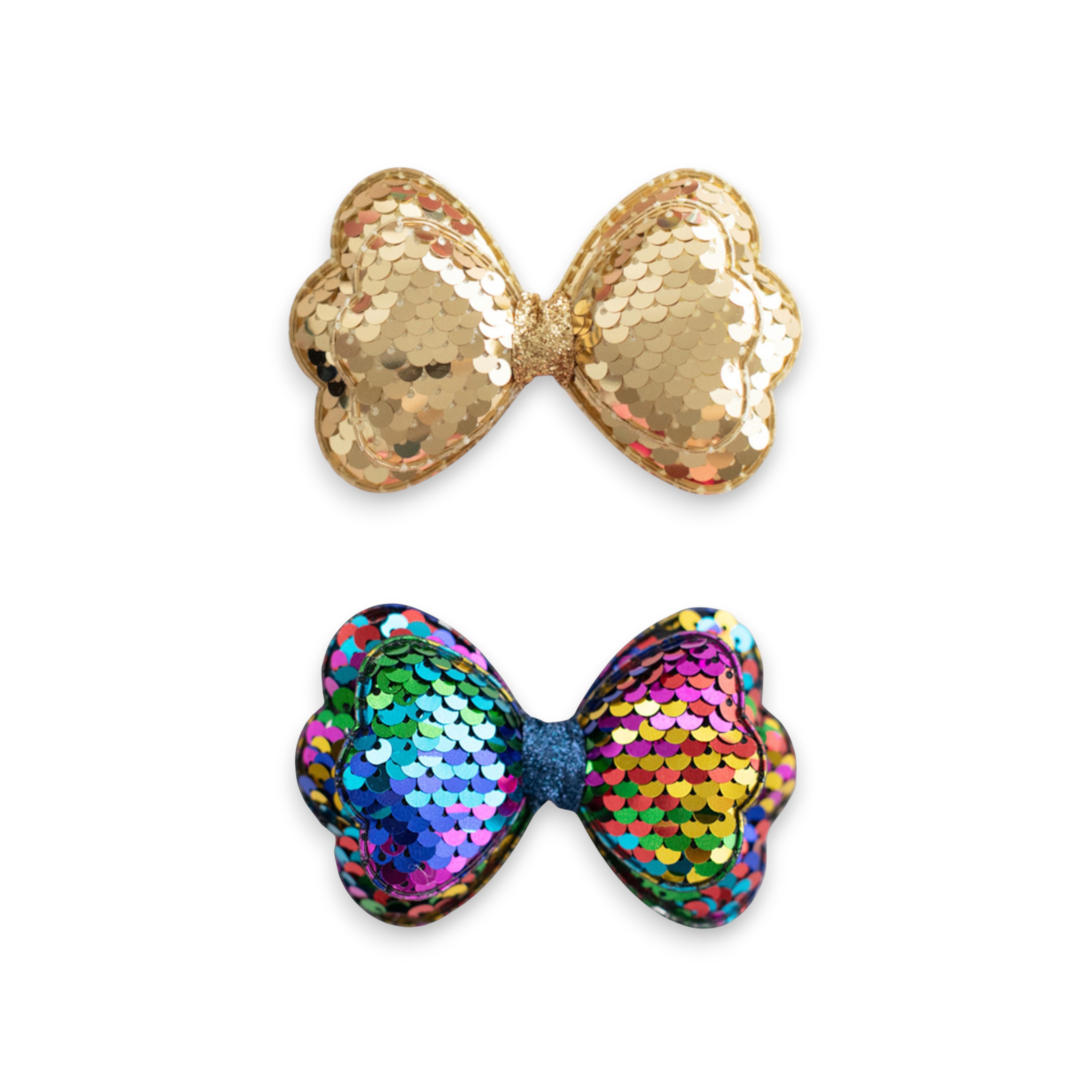Girls' Sparkly Glitter Sequin Stuffed Bow Hair Clip