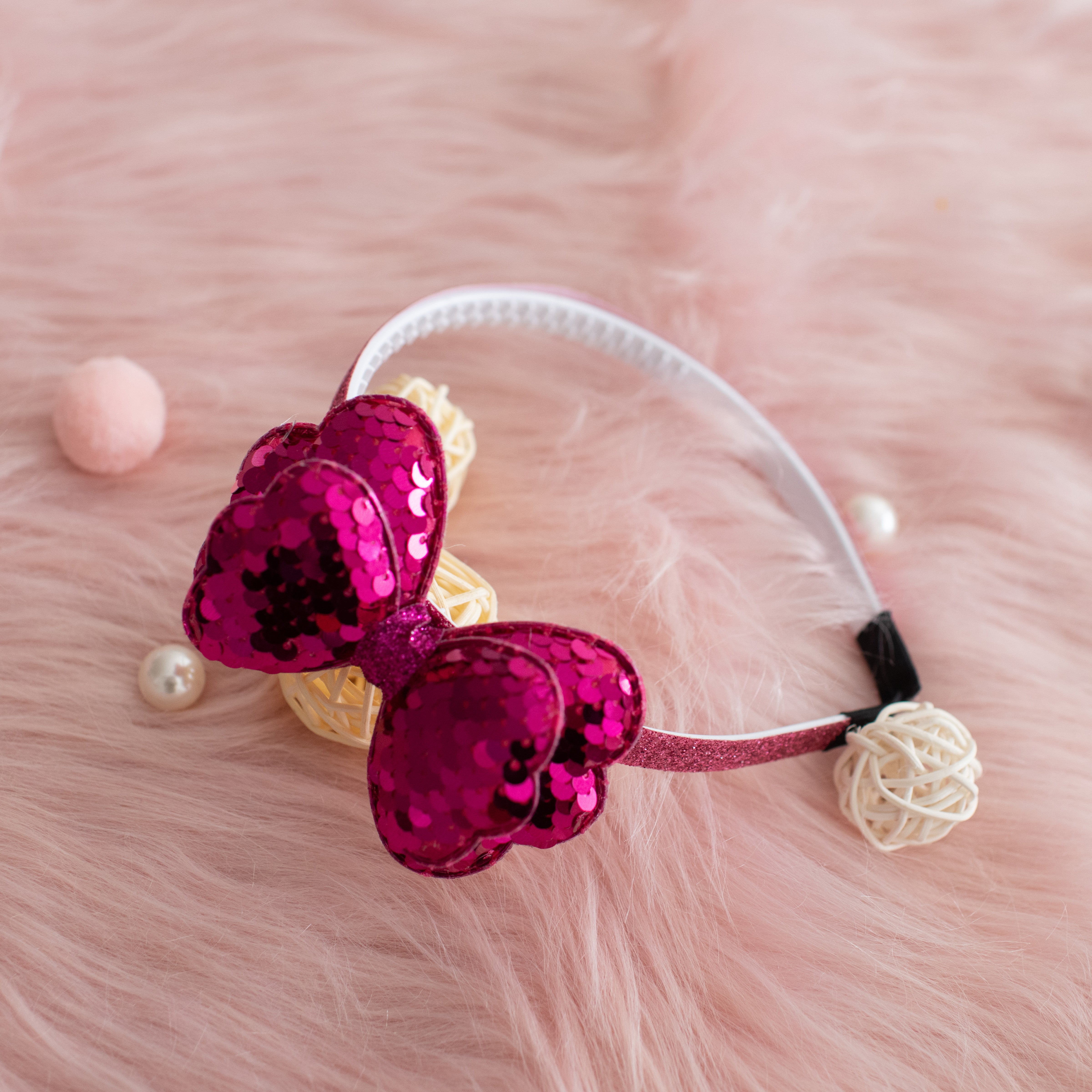Girls' Sparkly Glitter Sequin Stuffed Bow Headband