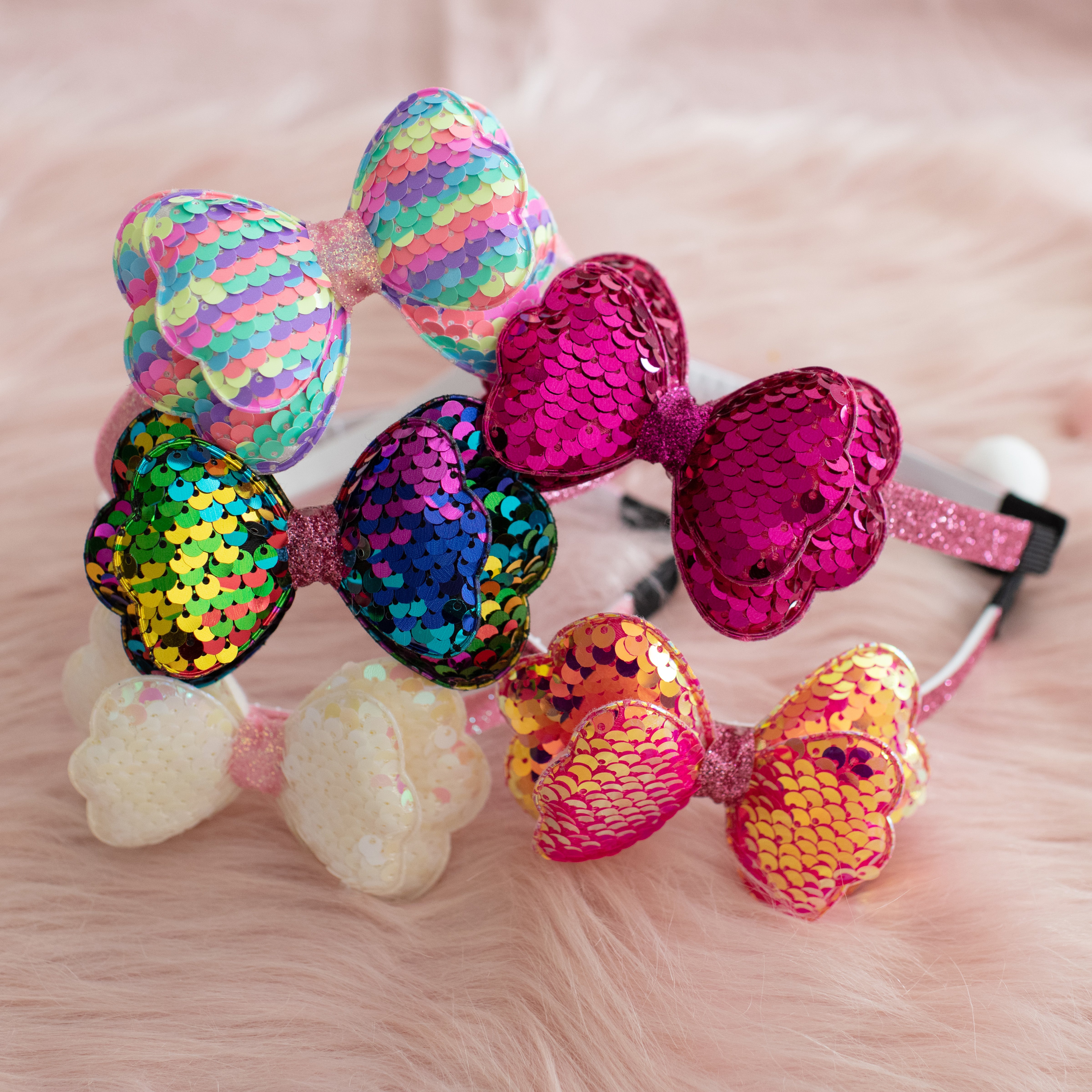 Girls' Sparkly Glitter Sequin Stuffed Bow Headband
